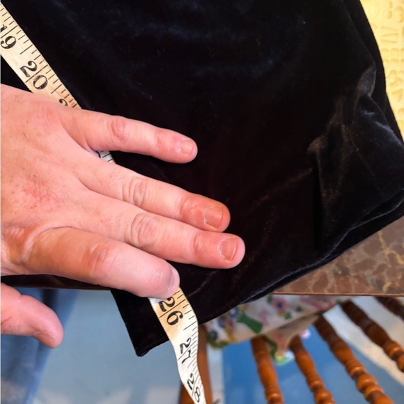 Vintage Elegant Black Velour Straight Leg Pants - Picture 7 of 7